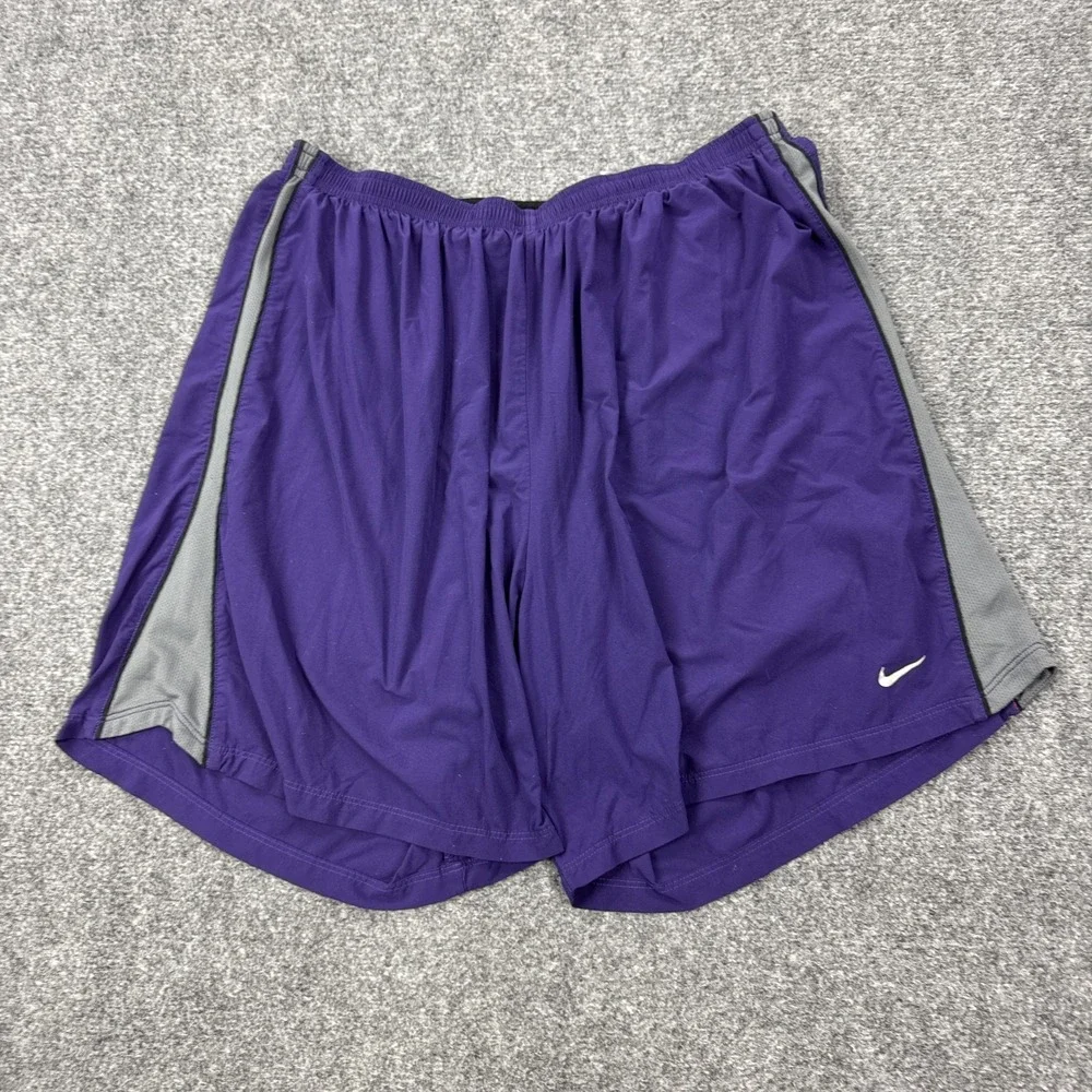 Nike Dri-FIT Running Shorts Mens 2XL Purple Gray 7 Inch Inseam Lined Athletic